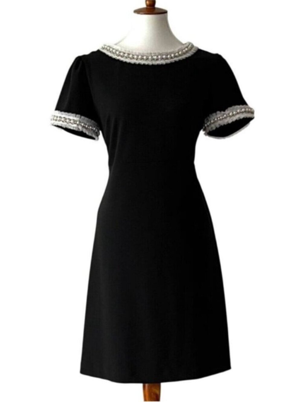 Vintage Dress 10 Betsey Johnson Minimalist Large Retro Medium LBD Beaded Pearl